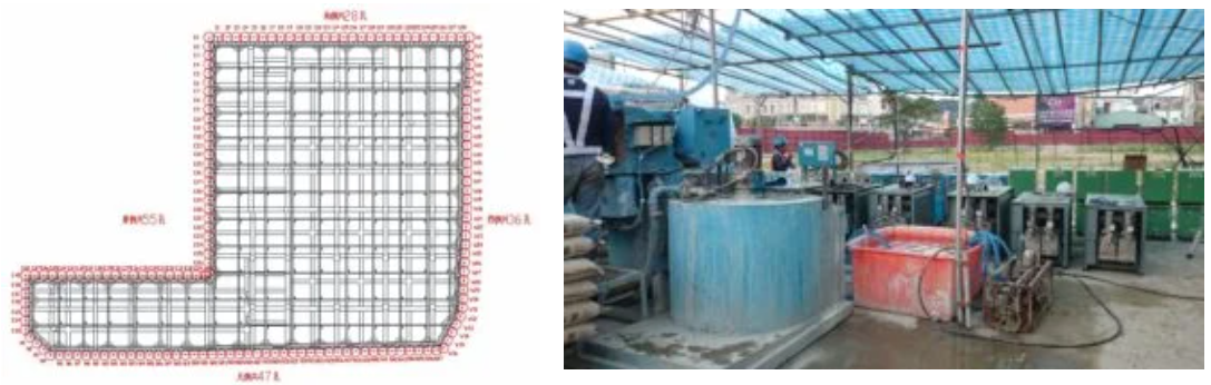 鑑於本地質改良工程地下室面積大且卵礫石層開挖時間較，決長定採用可重複施灌的雙環塞灌漿工法