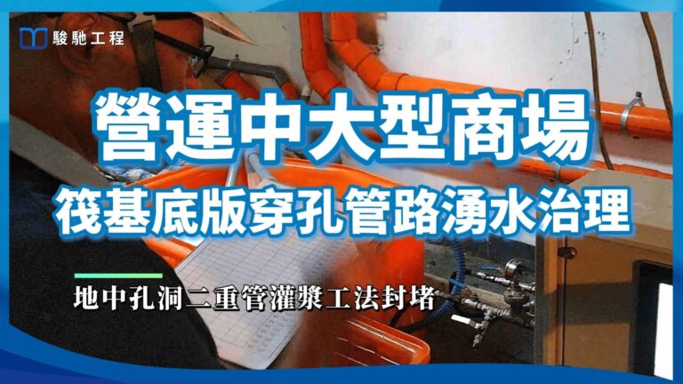 【工程案例影片】營運中大型商場筏基底版預埋管湧水治理